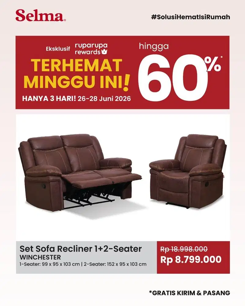 Promo bundling Sofa Recliner 2+1 Seater