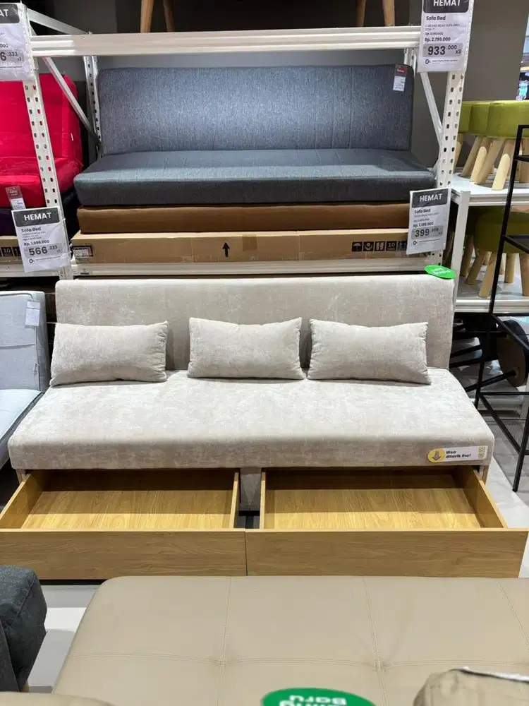 Jual model sofabed terbaru bahan bludru dilengkapi laci penyimpnan