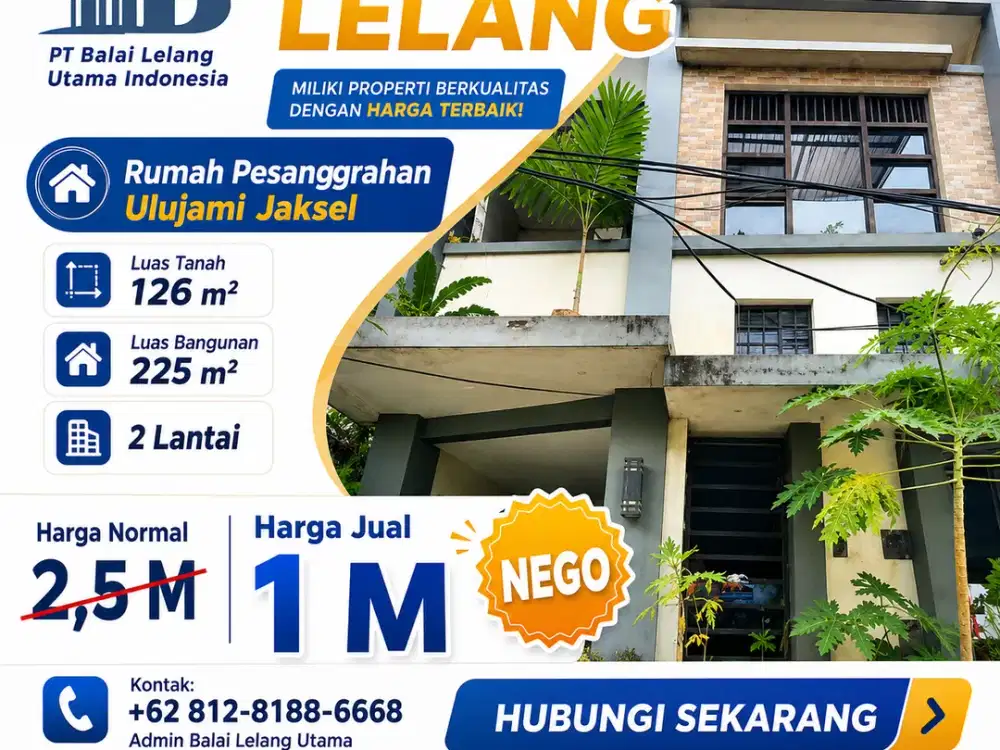 Aset Lelang Murah 126m² di Ulujami Jaksel - Cocok untuk Kost / Kontrakan