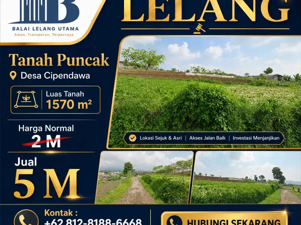 Kavling Strategis 1.570 m² Cipendawa Cianjur - Harga Limit di Bawah Pasar