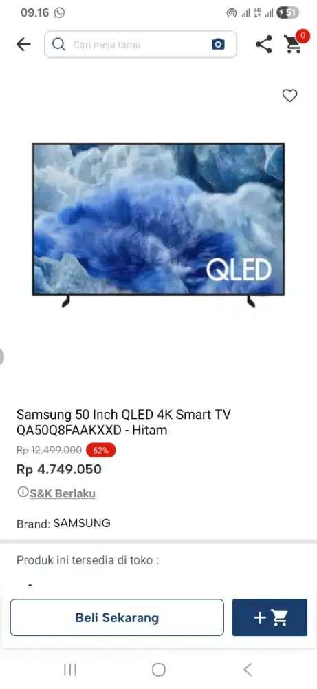 Samsung 50 inch qled 4k Qa50q8faak