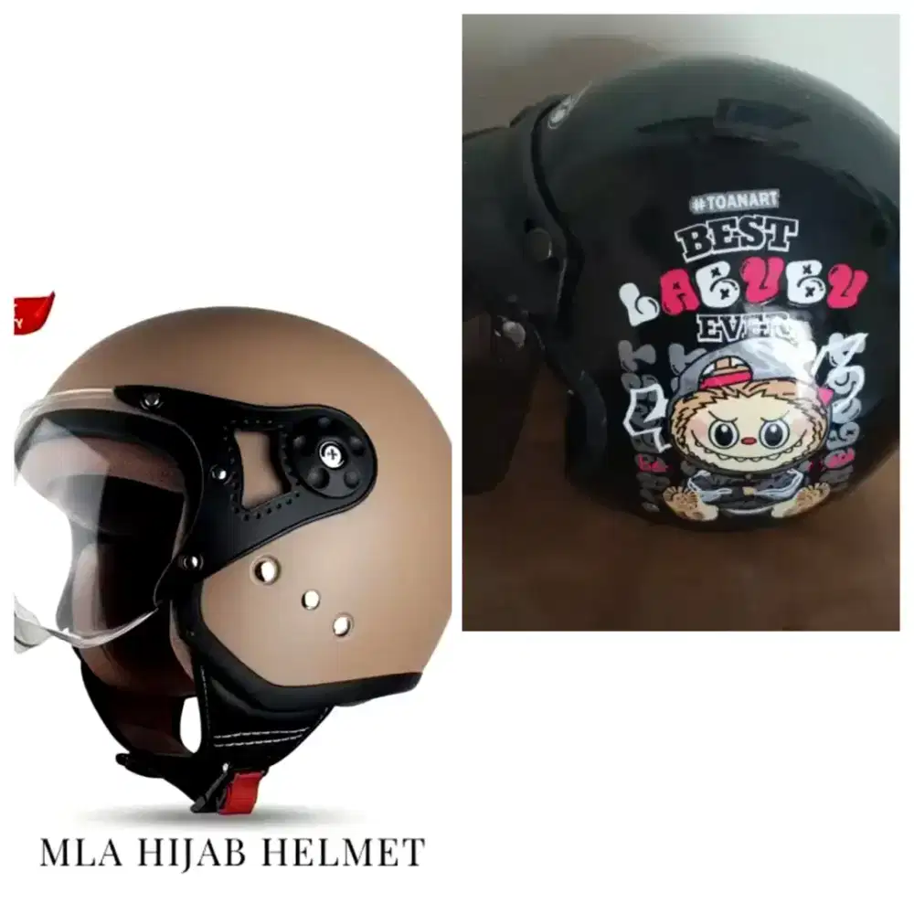 2 Helm remaja/dewasa labubu hitam dan coklat capucino