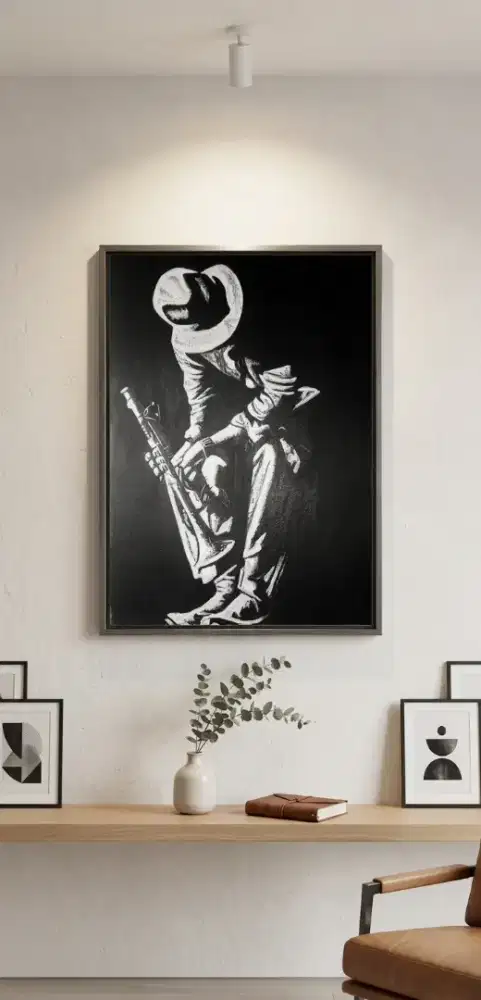Lukisan siluet ukuran 60x80 cm