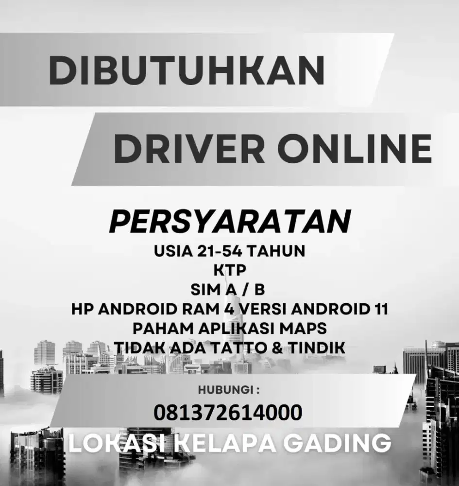 Loker driver supir pengemudi