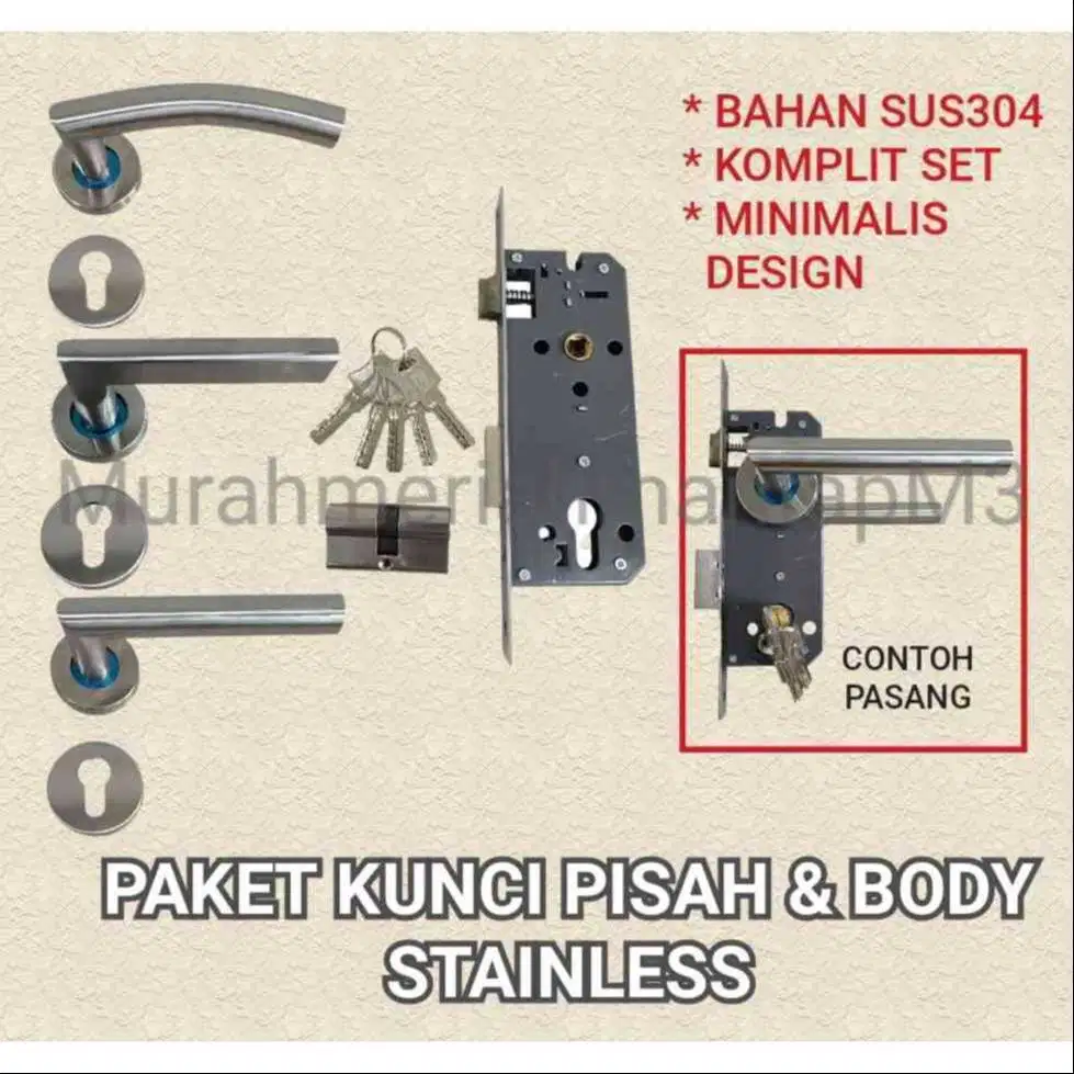 PAKET  KUNCI PISAH / HANDLE PINTU / BODY KUNCI