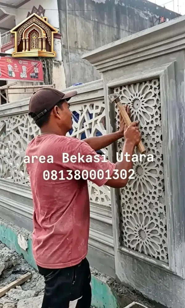 Krawangan dan masif, pilar, Lis beton, mahkota pilar dll