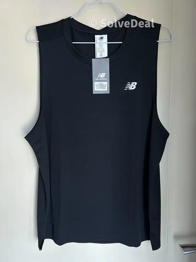 Singlet New Balance Sport Mens Tank Black Singlet Olahraga Pria