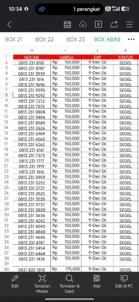 Nomor cantik simpati