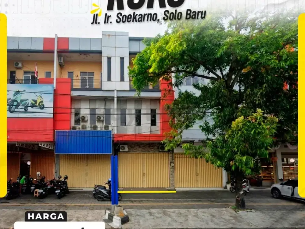 Disewakan Ruko Premium 3 Lantai Strategis Siap Pakai Jalur Utama Jl. Ir. Soekarno Solo Baru Madegondo Sukoharjo
