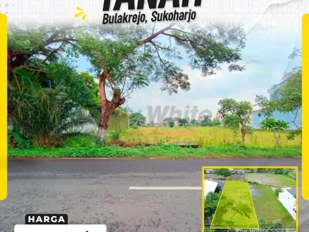 Tanah Kavling Komersial Luas Lebar Depan 15m Hadap Utara Akses Kontainer di Bulakrejo Sukoharjo