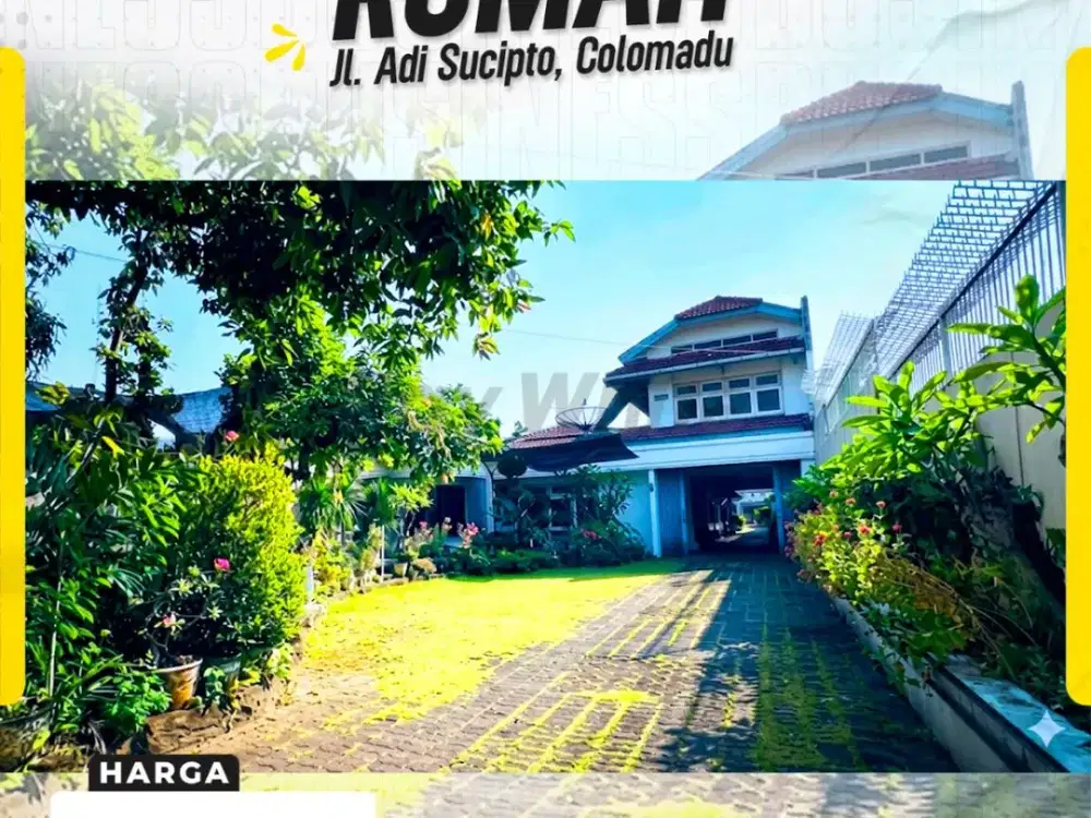 Rumah Megah Super Luas Main Road Jl. Adi Sucipto Lebar Depan 19m Hadap Selatan di Blulukan Colomadu