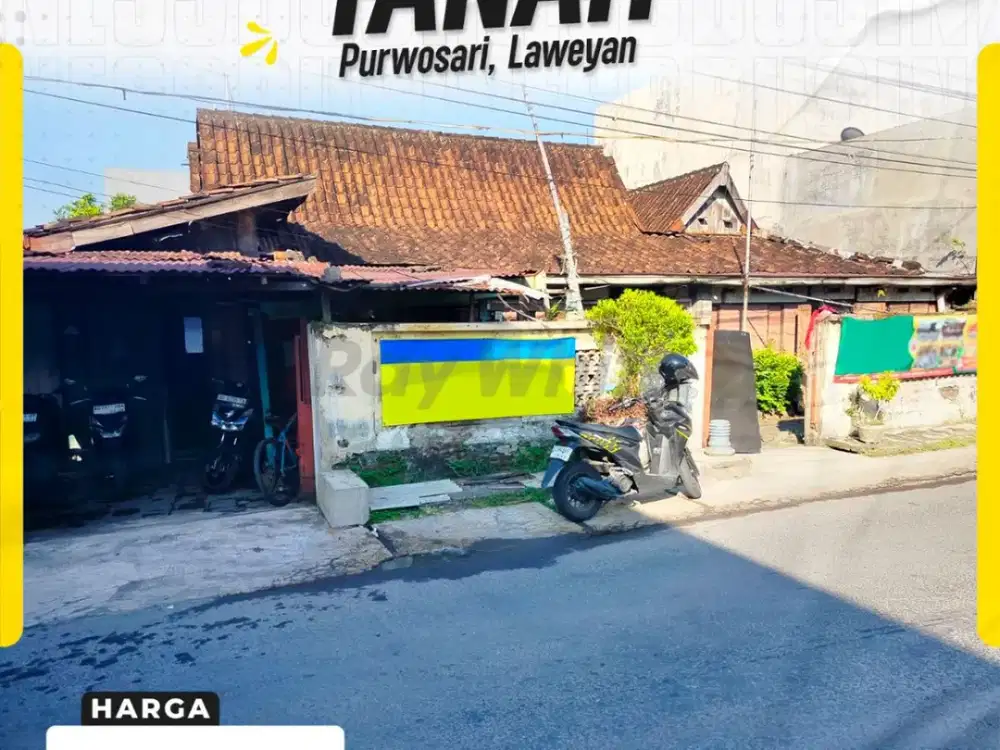 Dijual Tanah Premium Luas 300m² Bonus Bangunan Hadap Utara Strategis di Purwosari Laweyan Surakarta