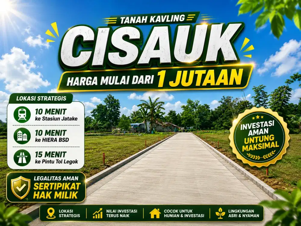 Kavling Tanah Murah Dekat Stasiun Jatake, 1 Jt-an SHM