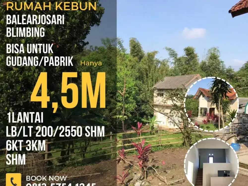 Tanah dijual bonus rumah 6KT balearjosari blimbing Lt2530 tol adiputro bentoel