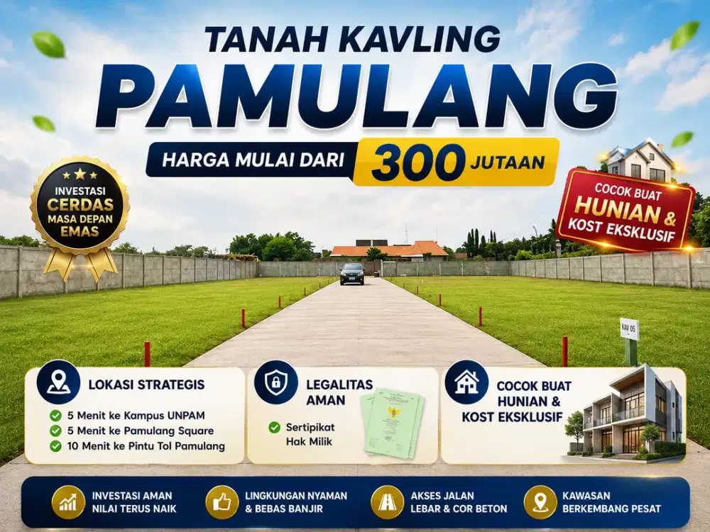 Kavling Tanah Murah SHM Dekat ke Pintu Tol Pamulang