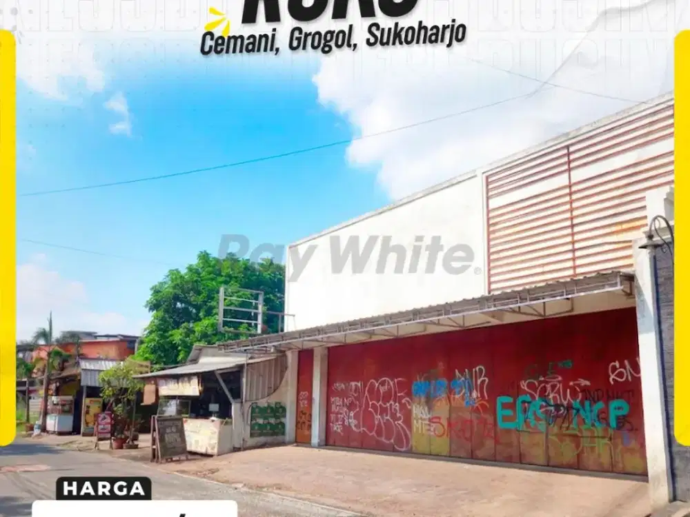 Disewakan Ruko Strategis siap Pakai Kawasan Ramai Lebar Depan 5m Hadap Barat di Cemani Grogol Sukoharjo