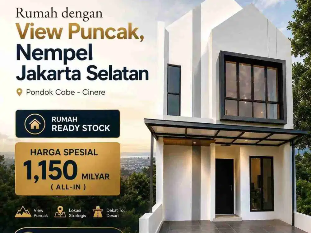 Jual Rumah Baru Siap Huni Cluster Pondok Cabe Pamulang Tangerang Selatan dekat Jaksell