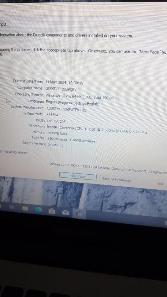 ASUS X453SA celeron N3050
