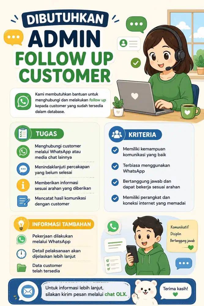Mencari Admin Follow up Customer