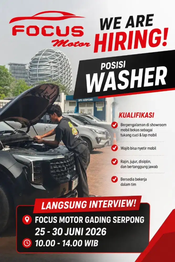 Lowongan kerja washer/driver