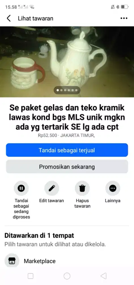 Se paket gelas dan teko kramik lawas unik SKL hrg murah sj cpt dpt yah