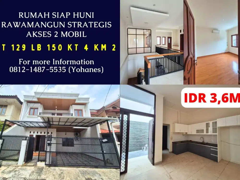 Rumah Rawamangun Siap Huni Strategis Akses 2 Mobil