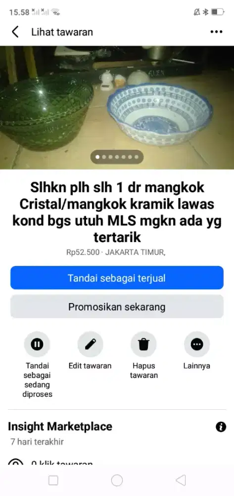 Slhkn plh slh 1 dr mangkok Cristal/kramik lawas unik SKL hrg murah sj