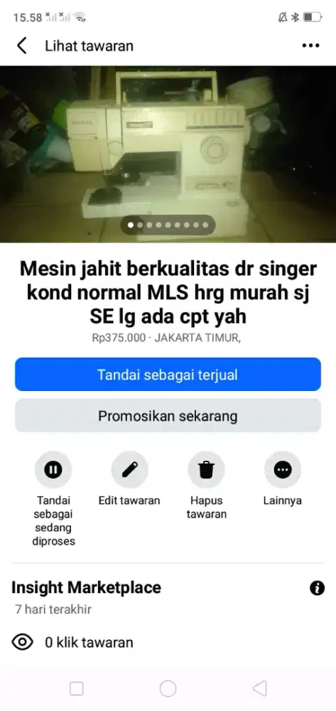 Mesin jahit berkualitas dr singer kond normal MLS hrg murah sj cpt dpt