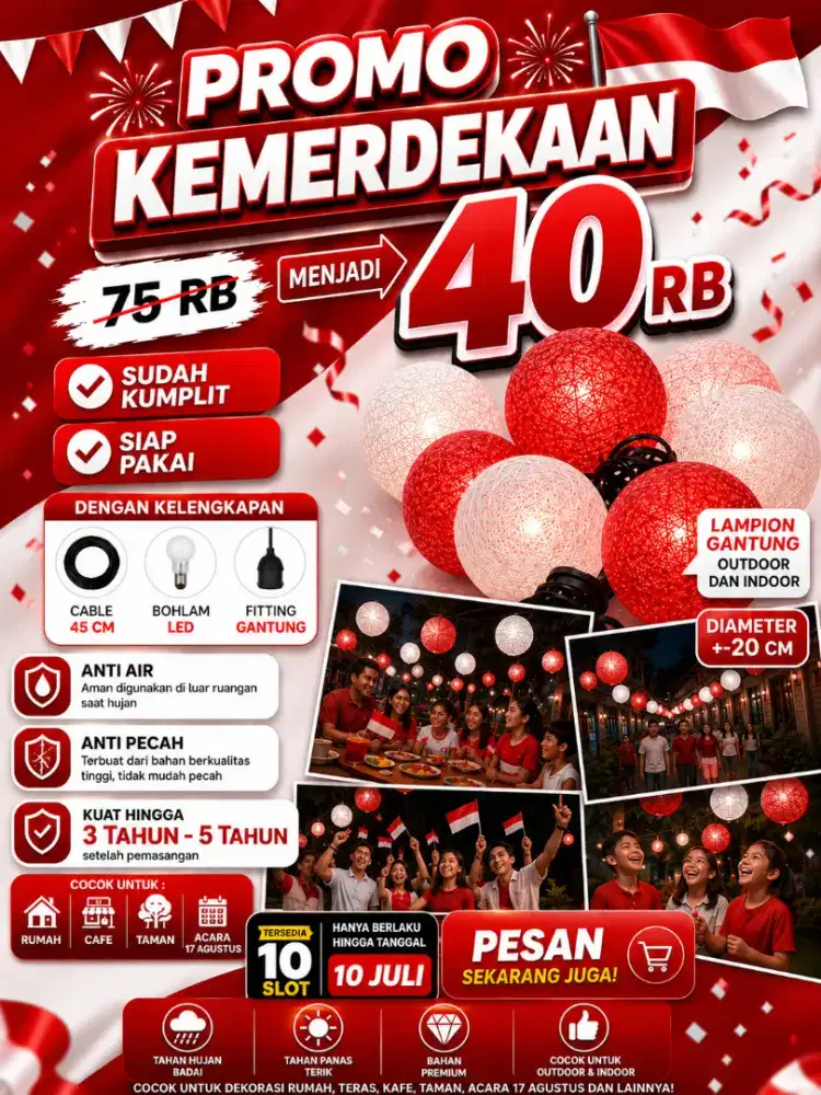 Lampu lampion diameter -+20, merah putih edisi 17 agustus