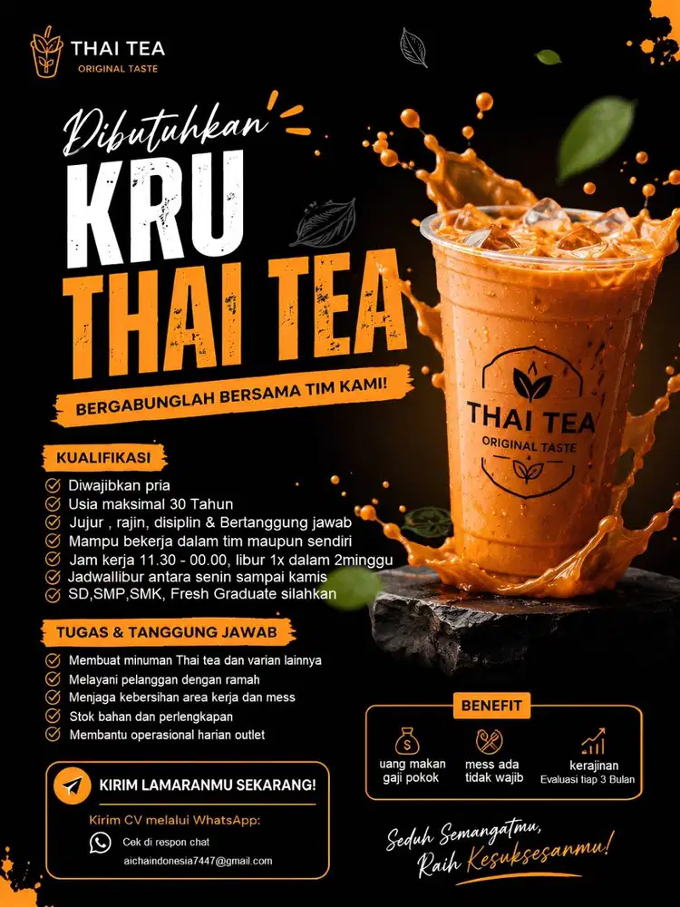 loker barista jaga stand crew kru thai tea outlet taiti jakbar