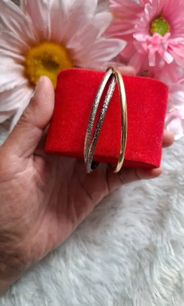 Vintage Tri-Tone Interlocking Trinity Bangle (Gelang Keroncong Isi 3)