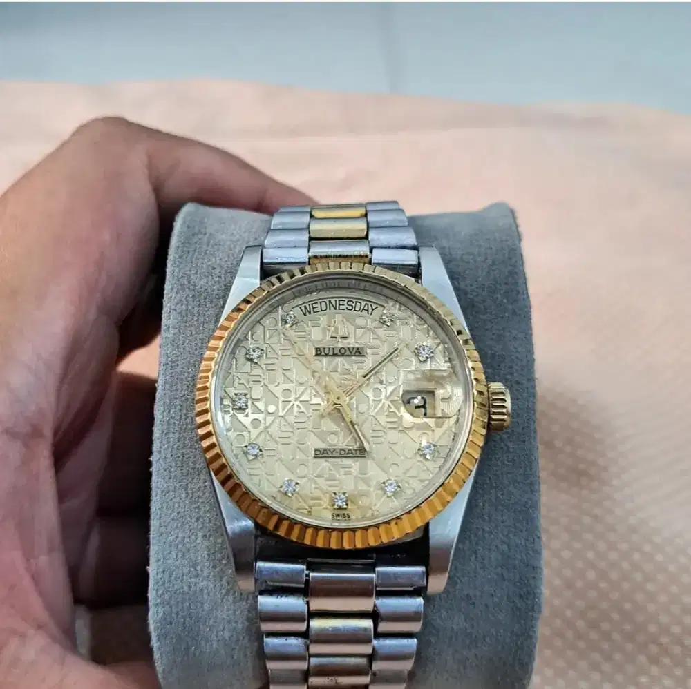 Jam tangan bulova president 18kgp automatic eta swiss heuer seiko tank