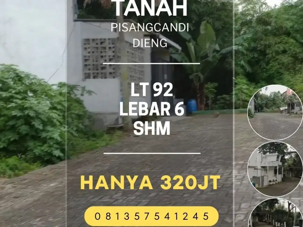 Tanah dijual dieng kampus UNMER MCP Dieng Mall Lt91 320jt