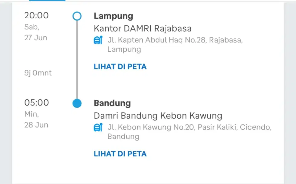2 tiket bus damri lampung ke Bandung