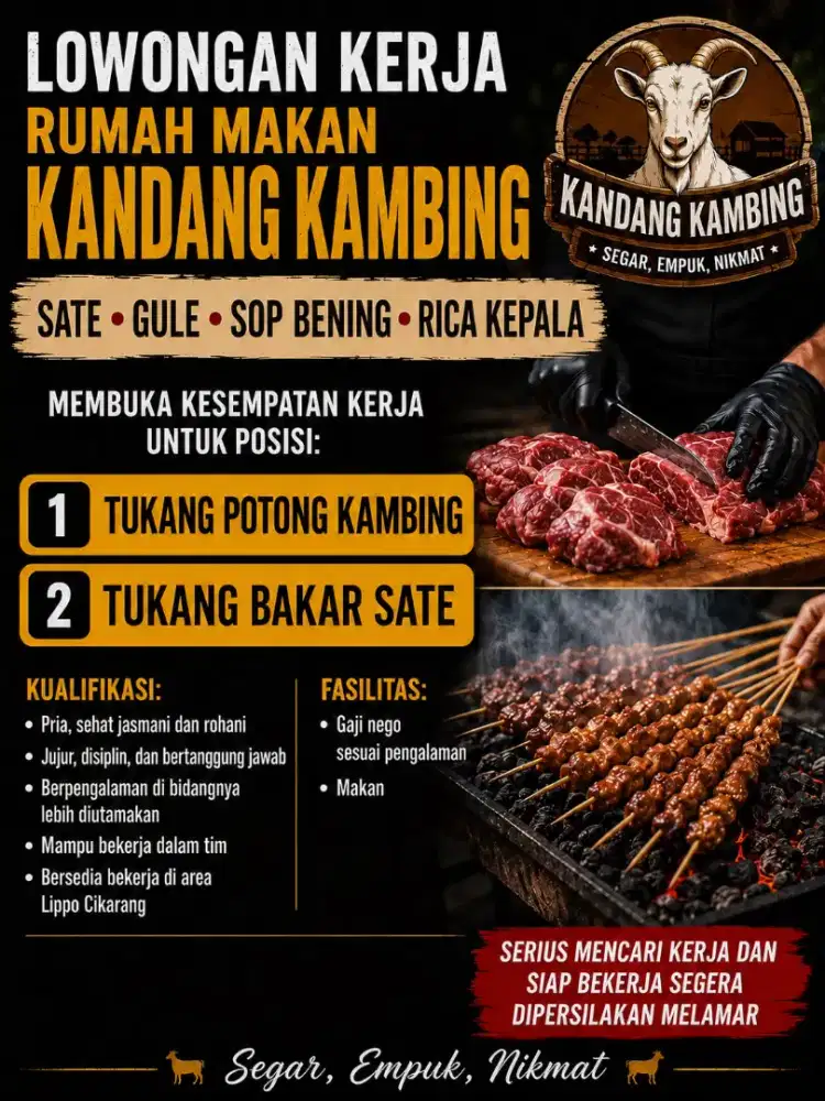 LOWONGA KERJA RUMAH MAKAN - SATE KAMBING