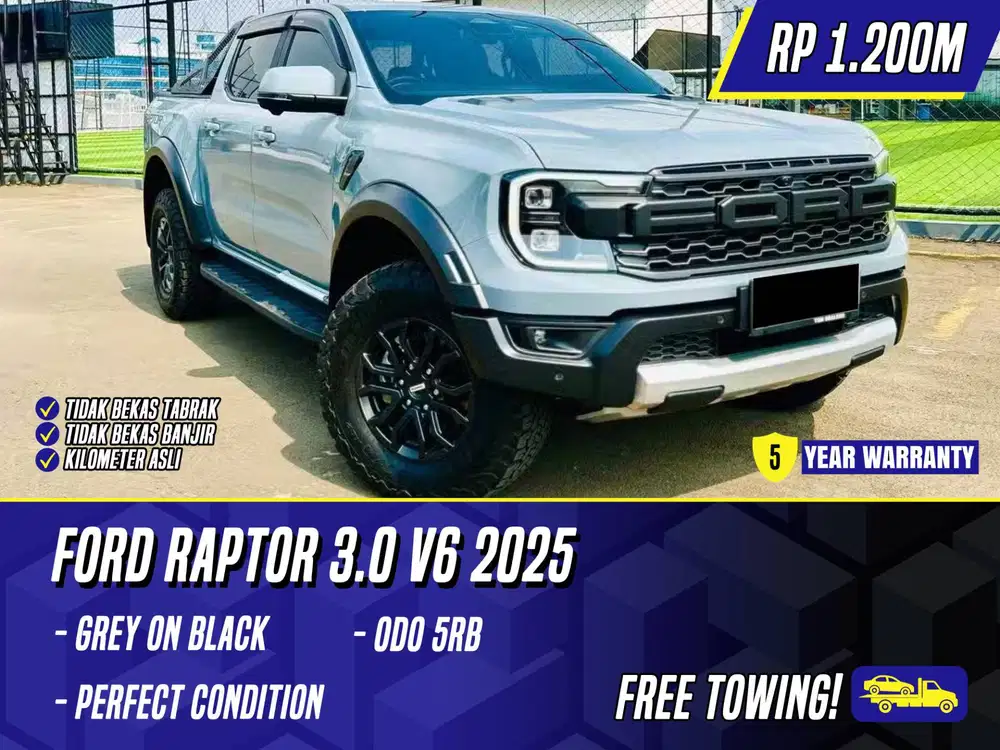 Ford Ranger Raptor 3.0 V6 2025 Grey on Black Abu-abu Abu