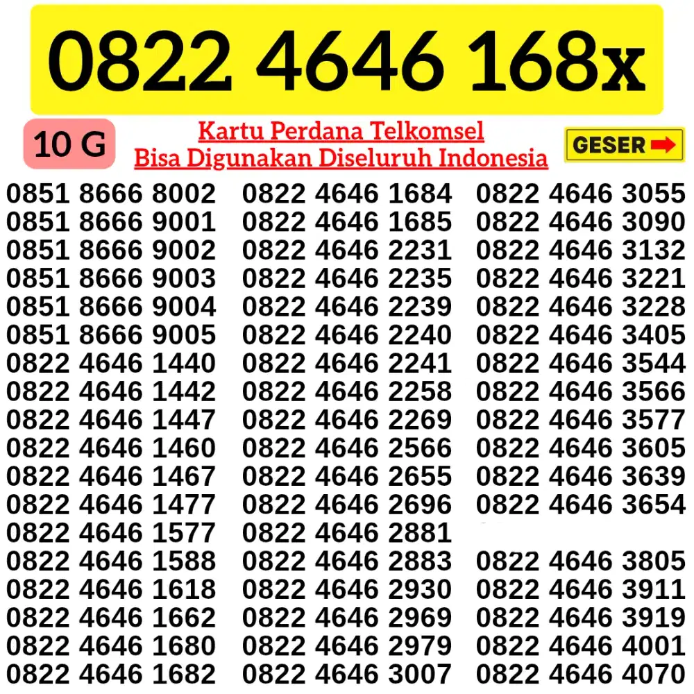 NOMOR CANTIK TELKOMSEL SUPER KARTU PERDANA SUPPORT 4G 5G