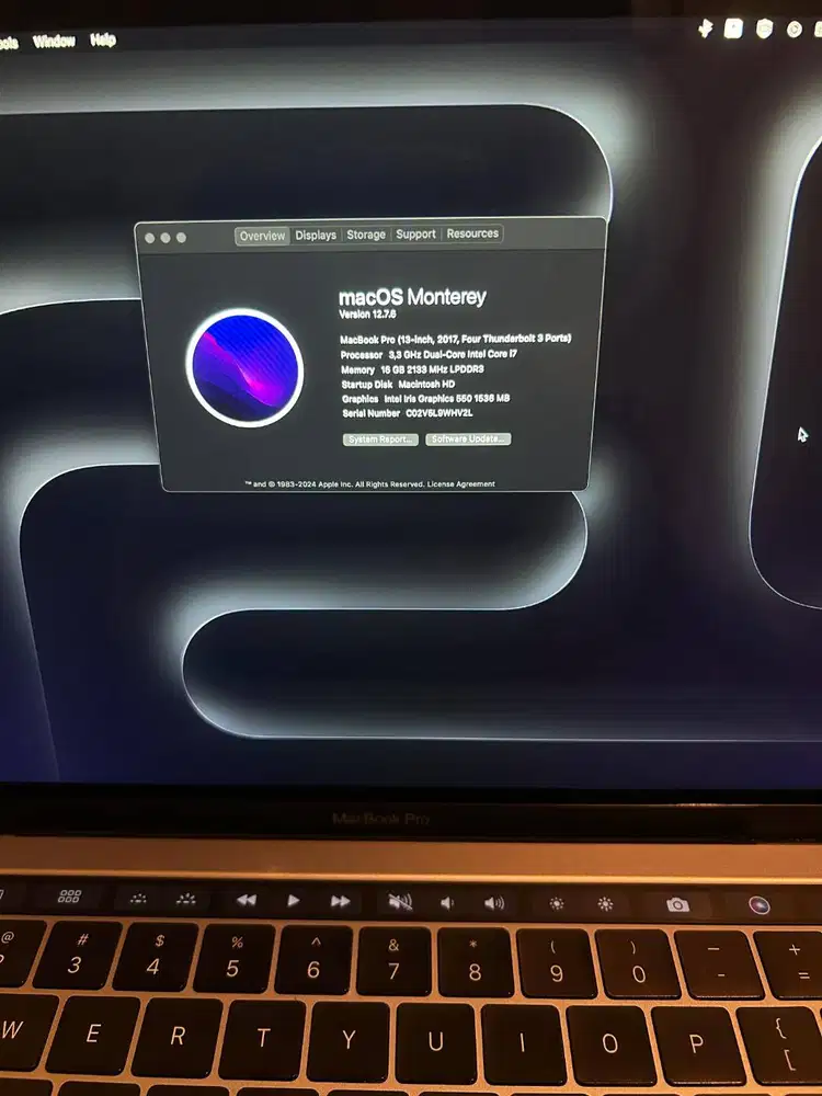 Macbook Pro i7 16GB 1TB Touchbar 2017 Touch Id not Macbook Air M1 M2