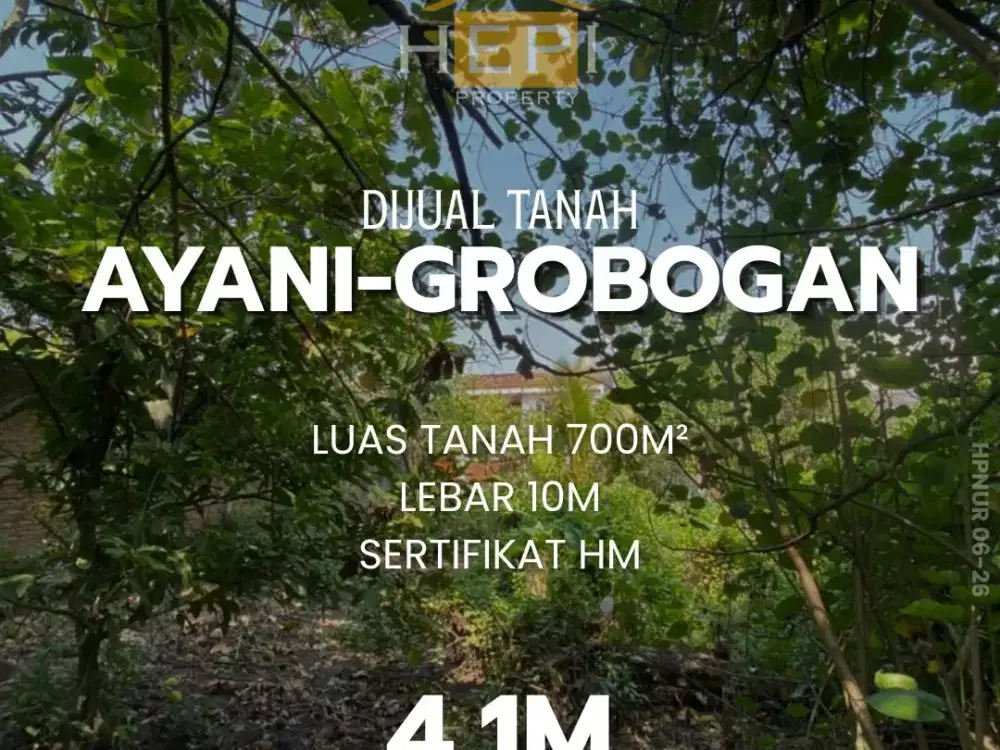 Dijual Tanah di Jalan Ayani Gubug Grobogan