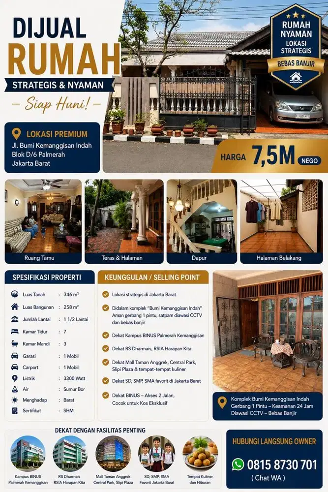 Dijual Cepat Rumah lokasi Strtegis Aman Bebas Banjir