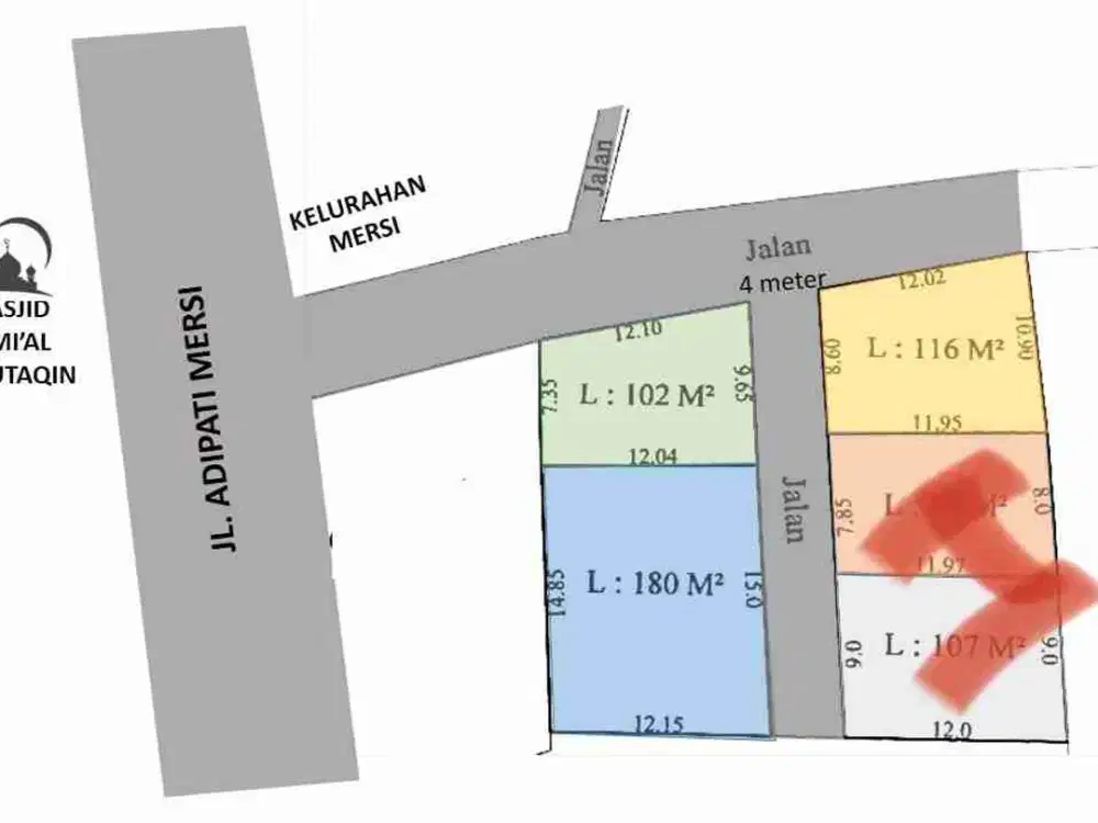 Tanah kosong dekat pasar Mersi, Rs Margono Purwokerto Timur