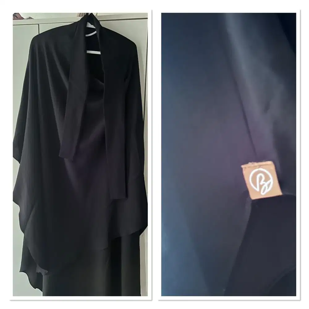 French Khimar Hitam Anti UV