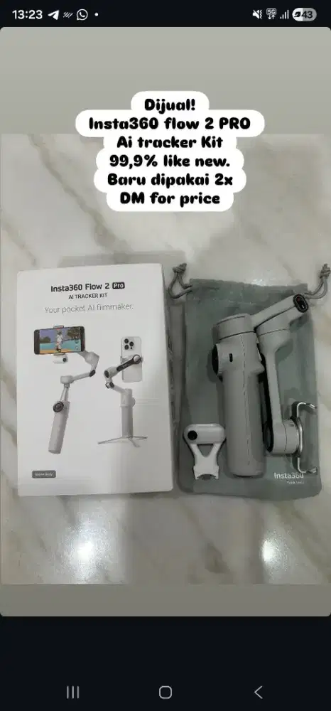 Gimbal HP Insta360 Flow 2 Pro Al Tracker Fullset Mulus
