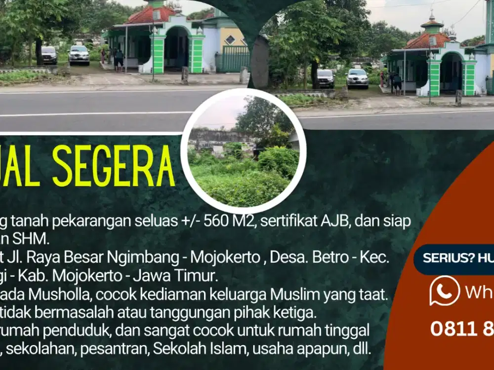TANAH TEMPAT TINGGAL, KEMLAGI – KAB. MOJOKERTA – JATIM.