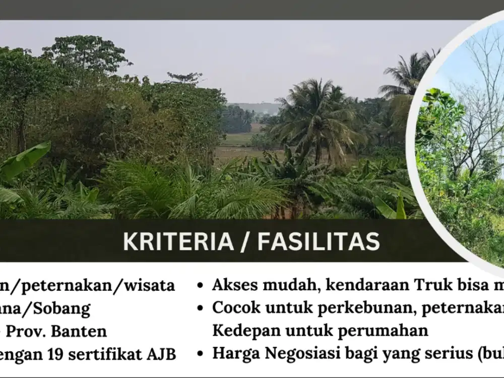 TANAH DARAT DI KAB. PANDEGLANG – PROV. BANTEN