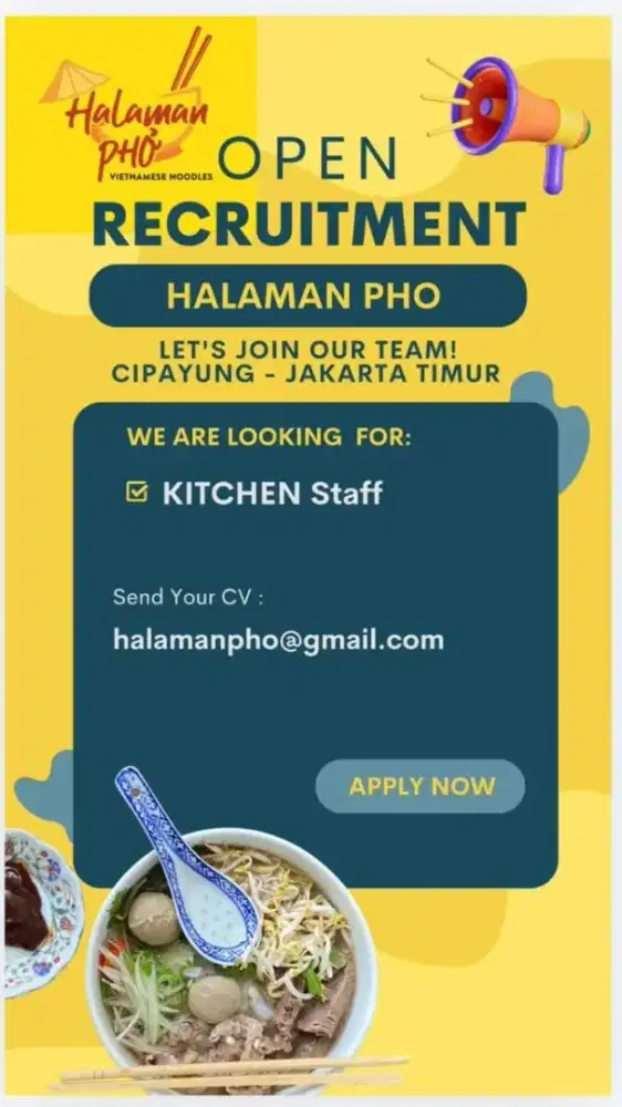 dibutuhkan staff kitchen Halaman Pho