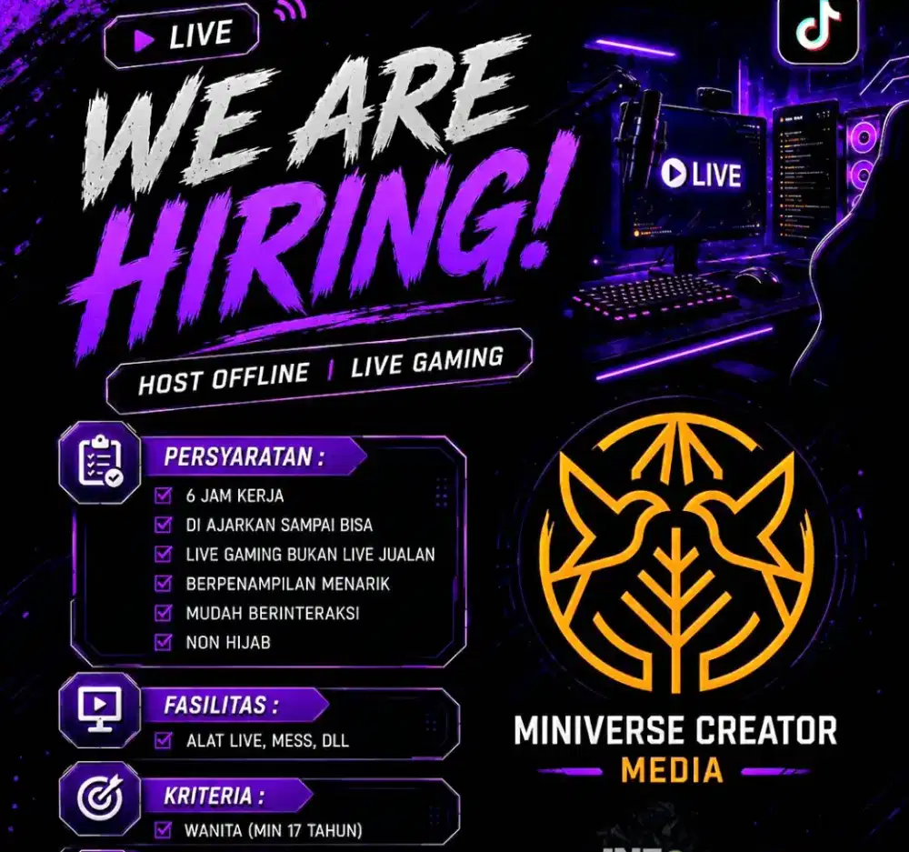 Lowongan host live gaming