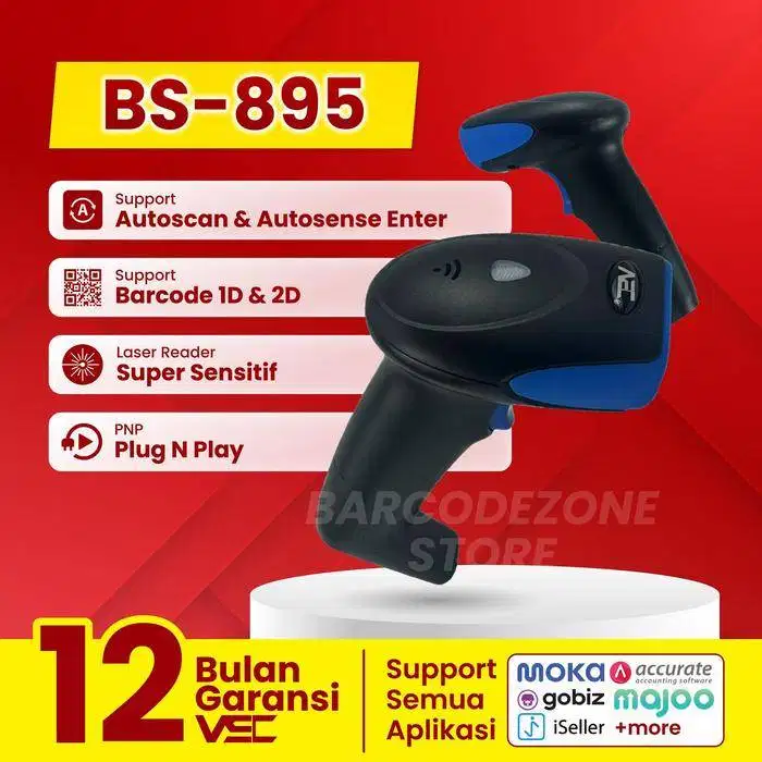 barcode scanner VSC BS 895 USB Wireless Bluetooth 1d 2d No stand