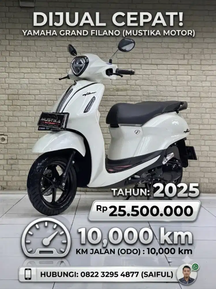 Odo 10rb Istimewa!!Yamaha Fillano White 2025 Plat Jatim Mulus-Mustika