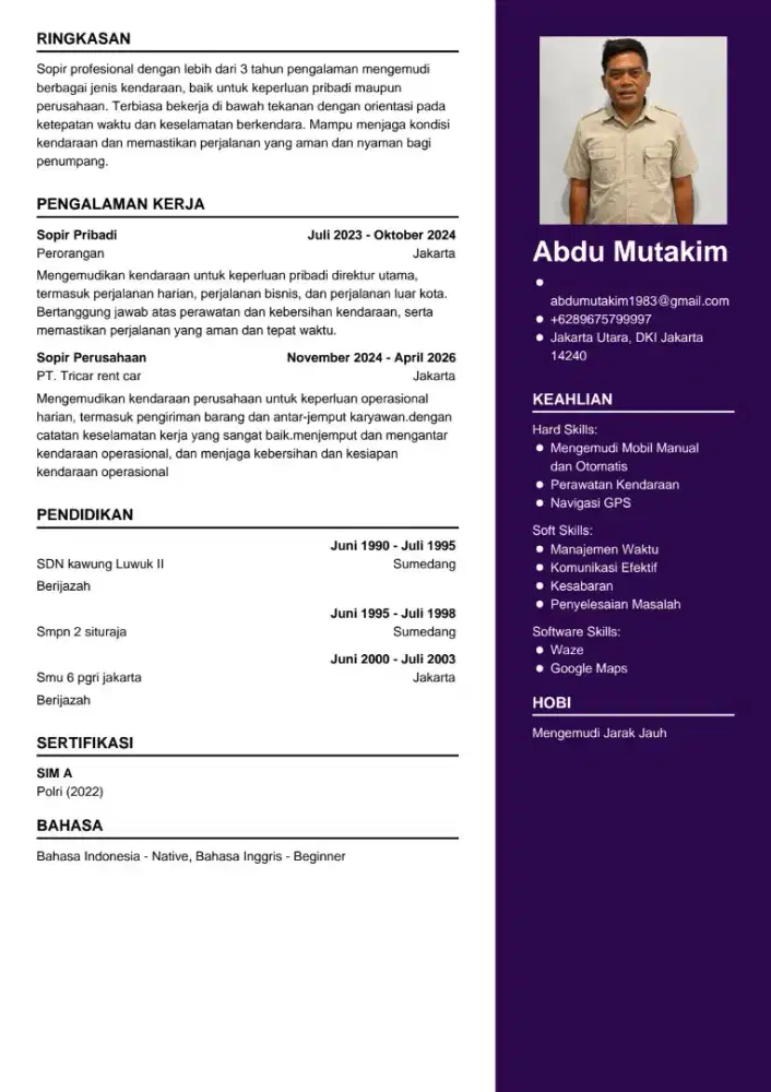 Cari lowongan driver